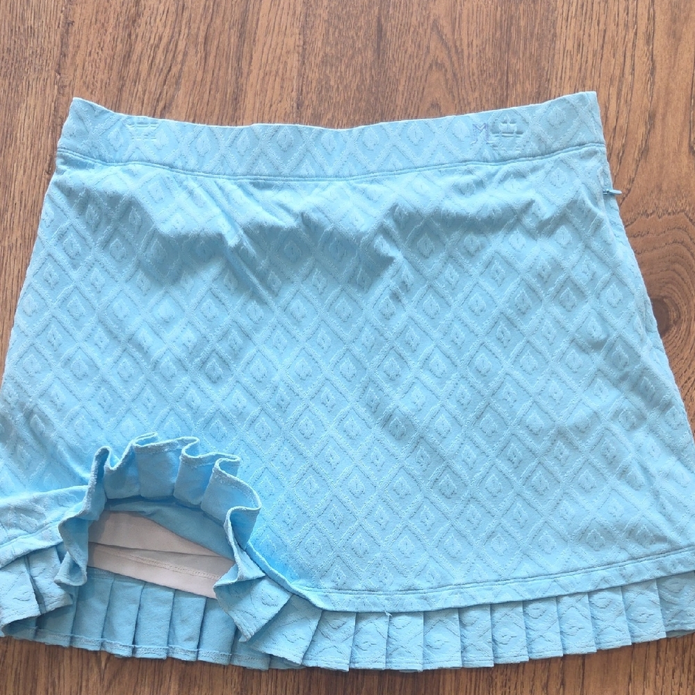 Chic Light Blue Textured Mini Skirt